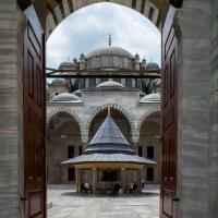 Fatih Camii - Exterior: Northwestern Courtyard Portal Looking Into Courtyard, Ablution Fountain