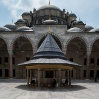 Fatih Camii - Exterior: Courtyard, Ablution Fountain, Northwestern Mosque Elevation