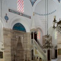Hadim Ibrahim Pasha Camii - Interior: Central Prayer Area Facing South, Southeast Elevation, Mihrab, Minbar