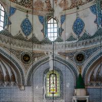 Haseki Sultan Camii - Interior: Western End of Central Prayer Area, Southeast Elevation Viewed from Gallery Level