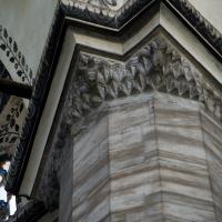 Hekimoglu Ali Pasha Camii - Interior: Eastern Corner of Central Prayer Area, Support Column, Muqarnas Cornice