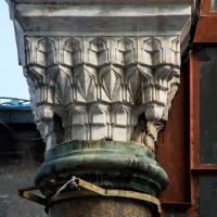 Koca Mustafa Pasha Camii - Exterior: Northeastern Corner of Porch, Muqarnas Column Capital Detail