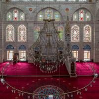 Mihrimah Sultan Camii - Interior: Central Prayer Area and Southeastern Elevation Viewed from Northwestern Gallery Level