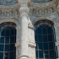 Ortakoy Camii - Exterior: Southwestern Facade Detail, Engaged Column, Windows