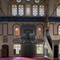 Piyale Pasha Camii - Interior: Central Prayer Area Facing Southeast, Qibla Wall, Mihrab, Minbar