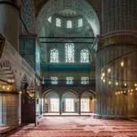Sultan Ahmed Camii - Interior: Central Prayer Area, Northeastern End, Facing Southeast toward Sultan's Loge