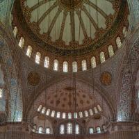 Sultan Ahmed Camii - Interior: Central Prayer Hall, Central Dome, Facing Southeast from Northwest Gallery Level