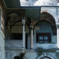 Sultan Ahmed Camii - Exterior: Northeast Facade, Eastern End, Gallery Level, Entrance to Sultan's Loge