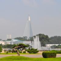 Ryugyong Hotel - Exterior: Southeast Elevation from Mansu Hill