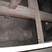 Cathédrale Notre-Dame de Paris - Interior: Stone roof brick detail and wooden support beams