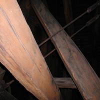 Cathédrale Notre-Dame de Paris - Interior: Wooden roof support frame and metal beams 