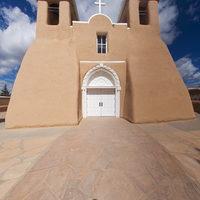 San Francisco de Asis Mission Church - View of Front, Courtyard