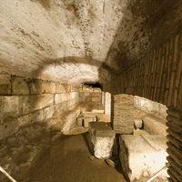 Temple of Janus (North Temple) - Interior: View of foundations for North and Middle Temples under crypt of church