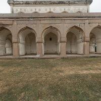 Tomb of Hyath Bakshi Begum - Exterior: Western facade and view of adjacent mosque