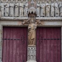  Cathedrale Notre-Dame - Exterior: north transept, central trumeau statue of the virgin, Saint-Honore portal