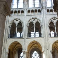 Cathédrale Notre-Dame de Noyon - Interior, nave, arcade, gallery and triforium looking north