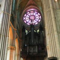 Cathédrale Notre-Dame de Reims - Interior,  north transept rose window and organ