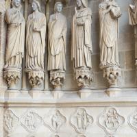 Cathédrale Notre-Dame de Amiens - Exterior, western frontispiece, south portal, south jamb figures and quatrefoils