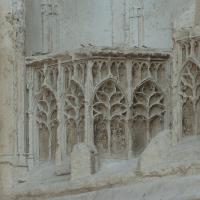 Cathédrale Saint-Étienne d'Auxerre - Exterior, western frontispiece, center portal, south jamb, pedestal
