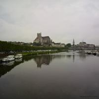 Cathédrale Saint-Étienne d'Auxerre - Exterior, distant view from the southeast across the river Yonne
