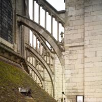 Cathédrale Saint-Étienne d'Auxerre - Exterior, chevet, flying buttresses, ambulatory roof, north side looking west