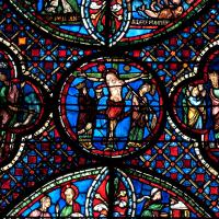 Cathédrale Saint-Étienne de Bourges - Interior, chevet, outer ambulatory, window, detail