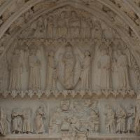 Cathédrale Saint-Étienne de Bourges - Exterior, western frontispiece, north inner portal, tympanum
Dormition, Assumption and Coronation of the Virgin