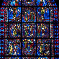 Cathédrale Notre-Dame de Chartres - Interior, south transept, west aisle, window, detail