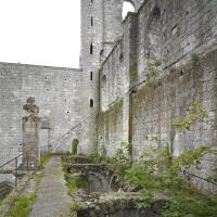 Abbaye de Jumièges - Interior, ruins of north nave aisle tribune looking east from tribune vault level