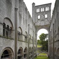 Abbaye de Jumièges - Interior, ruins of north nave elevation looking east from tribune level