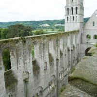 Abbaye de Jumièges - Interior, ruins of south nave from roof