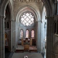 Cathédrale Notre-Dame de Lausanne - Interior, north transept, triforium level, looking south into crossing and south transept