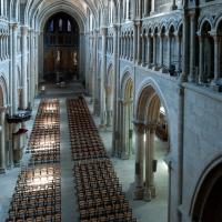 Cathédrale Notre-Dame de Lausanne - Interior, nave, triforium level looking southeast