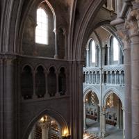 Cathédrale Notre-Dame de Lausanne - Interior, south transept, triforium level, looking northwest into nave