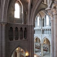 Cathédrale Notre-Dame de Lausanne - Interior, south transept, triforium level, looking northwest into nave