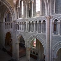 Cathédrale Notre-Dame de Lausanne - Interior, nave, north triforium level looking southwest, south nave elevation 