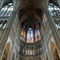 Cathédrale Saint-Étienne de Metz - Interior, chevet looking east, triforium and clerestory elevation, vault