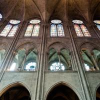 Cathédrale Notre-Dame de Paris - Interior, chevet, arcade, gallery and clerestory looking up
