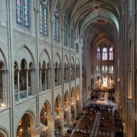 Cathédrale Notre-Dame de Paris - Interior, nave, gallery level, looking northeast