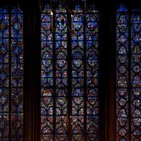 Sainte-Chapelle - Interior, nave, north clerestory, glass detail