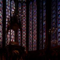 Sainte-Chapelle - Interior, crossing looking southeast, glass detail