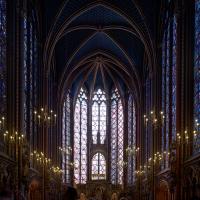 Sainte-Chapelle - Interior, nave looking east, window detail