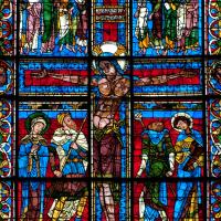 Cathédrale Saint-Pierre de Poitiers - Interior, chevet, east wall, center window, detail