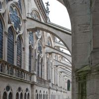 Basilique de Saint-Denis - Exterior, nave, north triforium level, aisle roof looking west