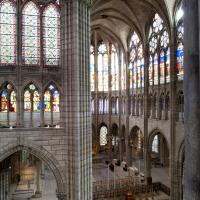 Basilique de Saint-Denis - Interior, north transept, west triforium level looking southeast into chevet