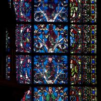 Basilique de Saint-Denis - Interior, chevet, axial chapel, stained glass detail 