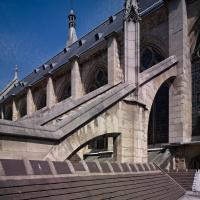 Église Saint-Severin - Exterior, crossing, south ambulatory roof looking northwest, south nave elevation