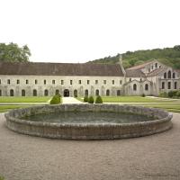 Abbaye de Fontenay - Exterior, east chevet elevation, abbey grounds, distant view