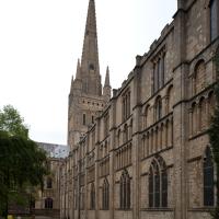Norwich Cathedral - Exterior, nave and lantern tower, northwest corner elevation