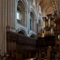 Norwich Cathedral - Interior, crossing, choir stall 
